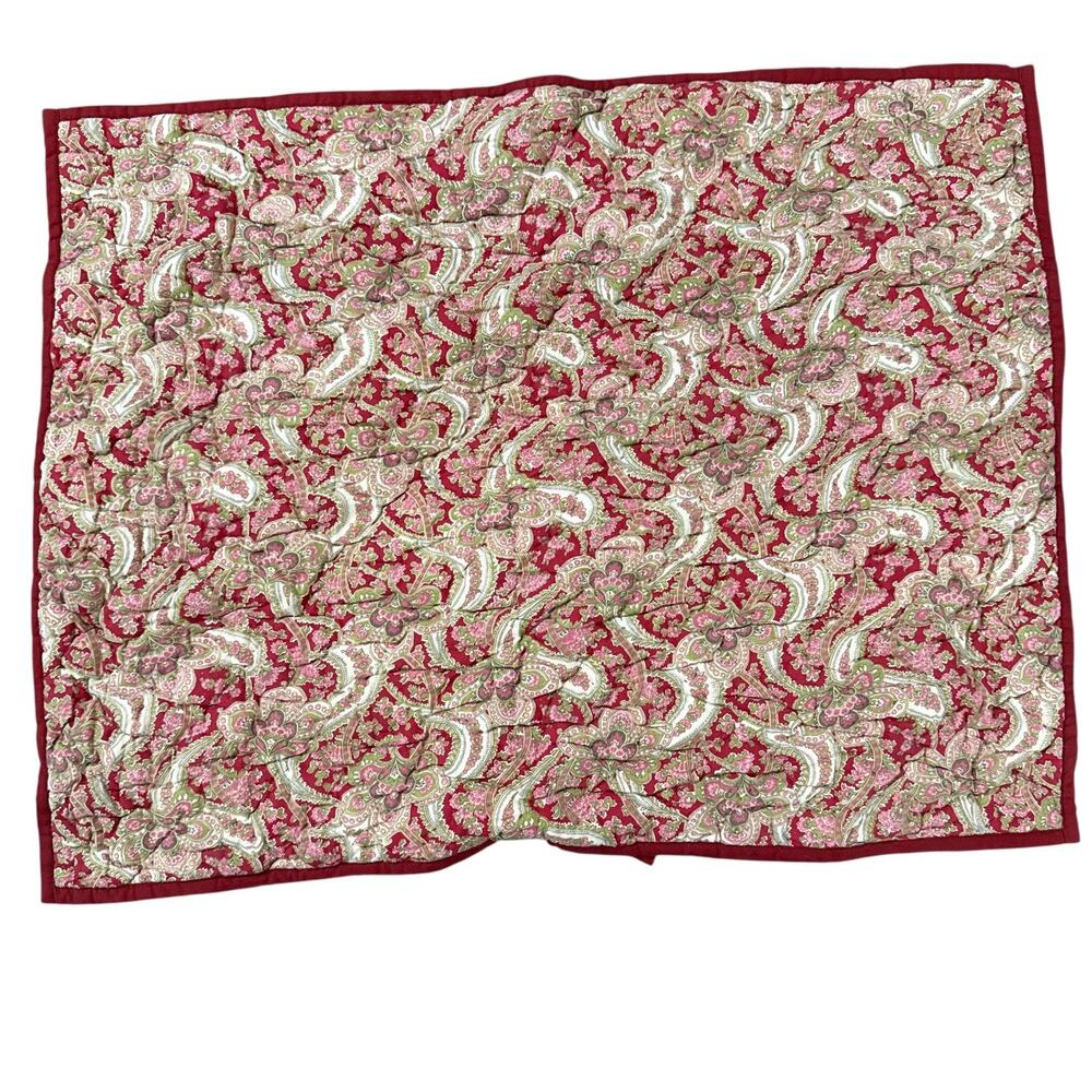 Pottery Barn 100% Cotton Red Georgia Quilted Pillow Sham Standard Size Paisley